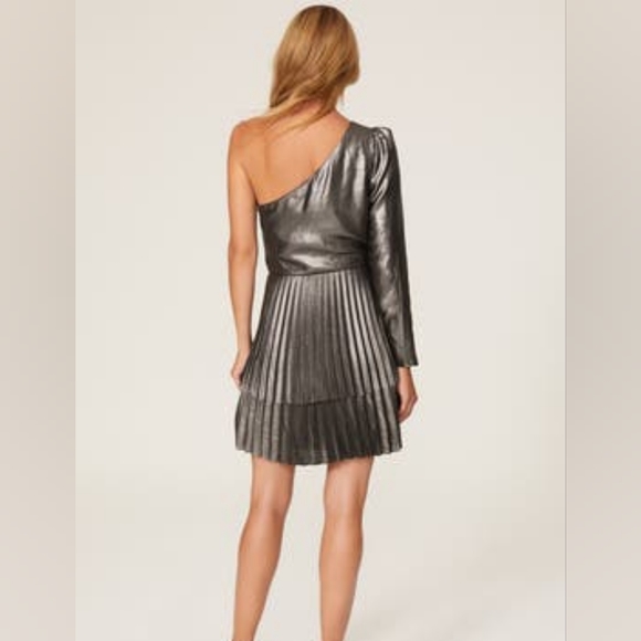 Derek Lam Collective Metallic One Shoulder Dress Sz 46 - Picture 3 of 9